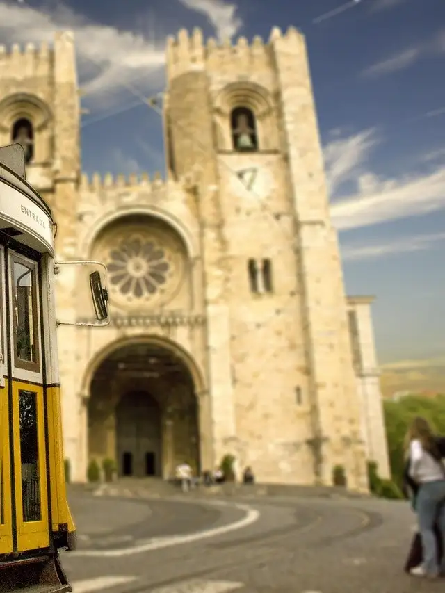 The twin towers and rose window of Lisbon Cathedral (Sé)